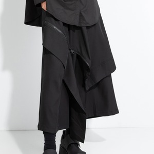 ジッパーイレギュラーワイドアンクルパンツ　D0334