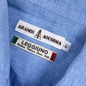 リネン100% ARAMIS AOUDIMA LEGGIUNO アラミス 長袖 開襟シャツ L/ブルー メンズ