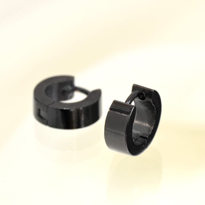 サージカルステンレス製 フープピアス(ブラック) ※片耳のみ