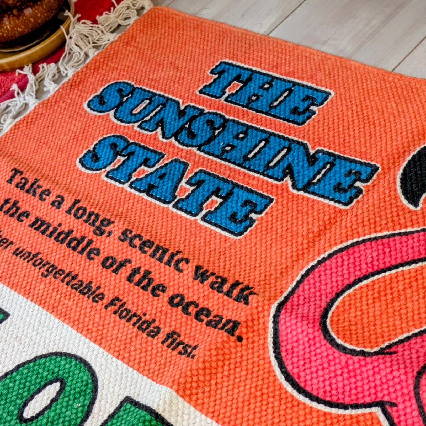 【 MIAMI ( フロリダ州 / マイアミ ) 】 『SONSHINE STATE / MIAMI Flamingo』 COTTON MAT / コットンマット/ Floor Mat / フロアマット〚アメリカン雑貨 アメトイ〛