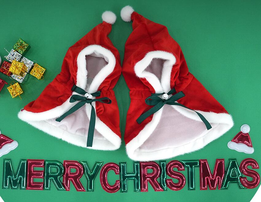 christmas manto / クリスマス マント ドッグウェア 犬の服 帽子 ケープ 冬 サンタ アウター 犬 コスプレ サンタクロース hu7