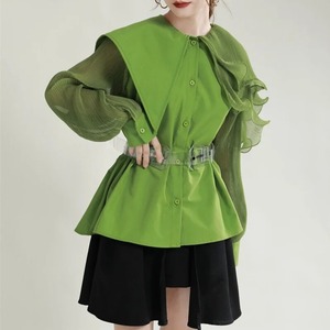 Irregular Ruffle Collar Shirt / イレギュラー フリル カラー シャツ