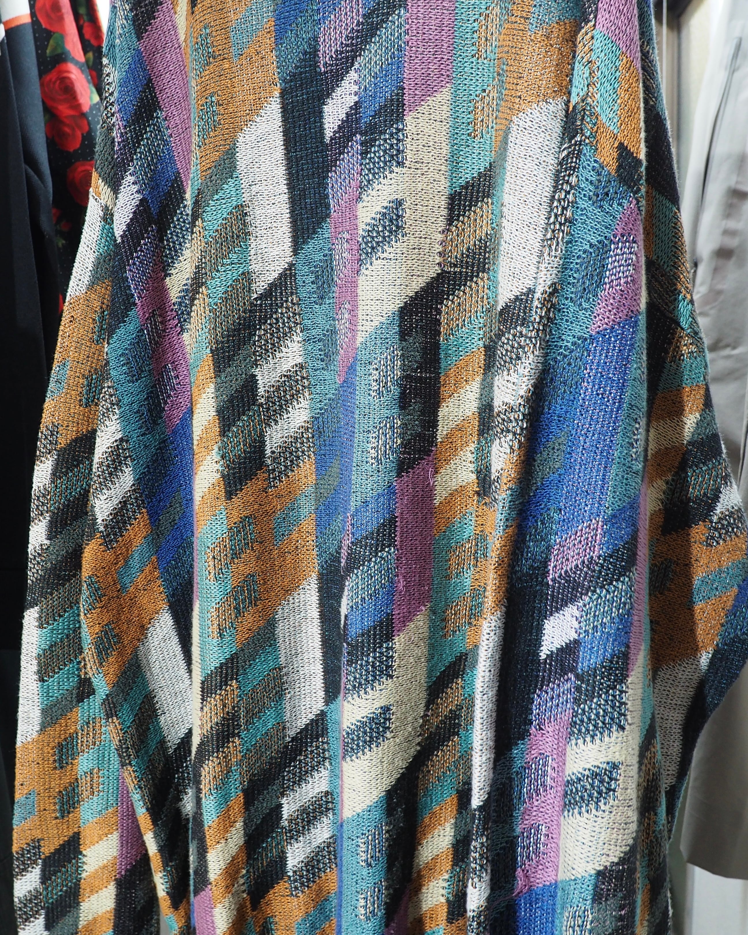 1990s " St.croix - Made in USA " Colorful pastel Block pattern vintage loose knit