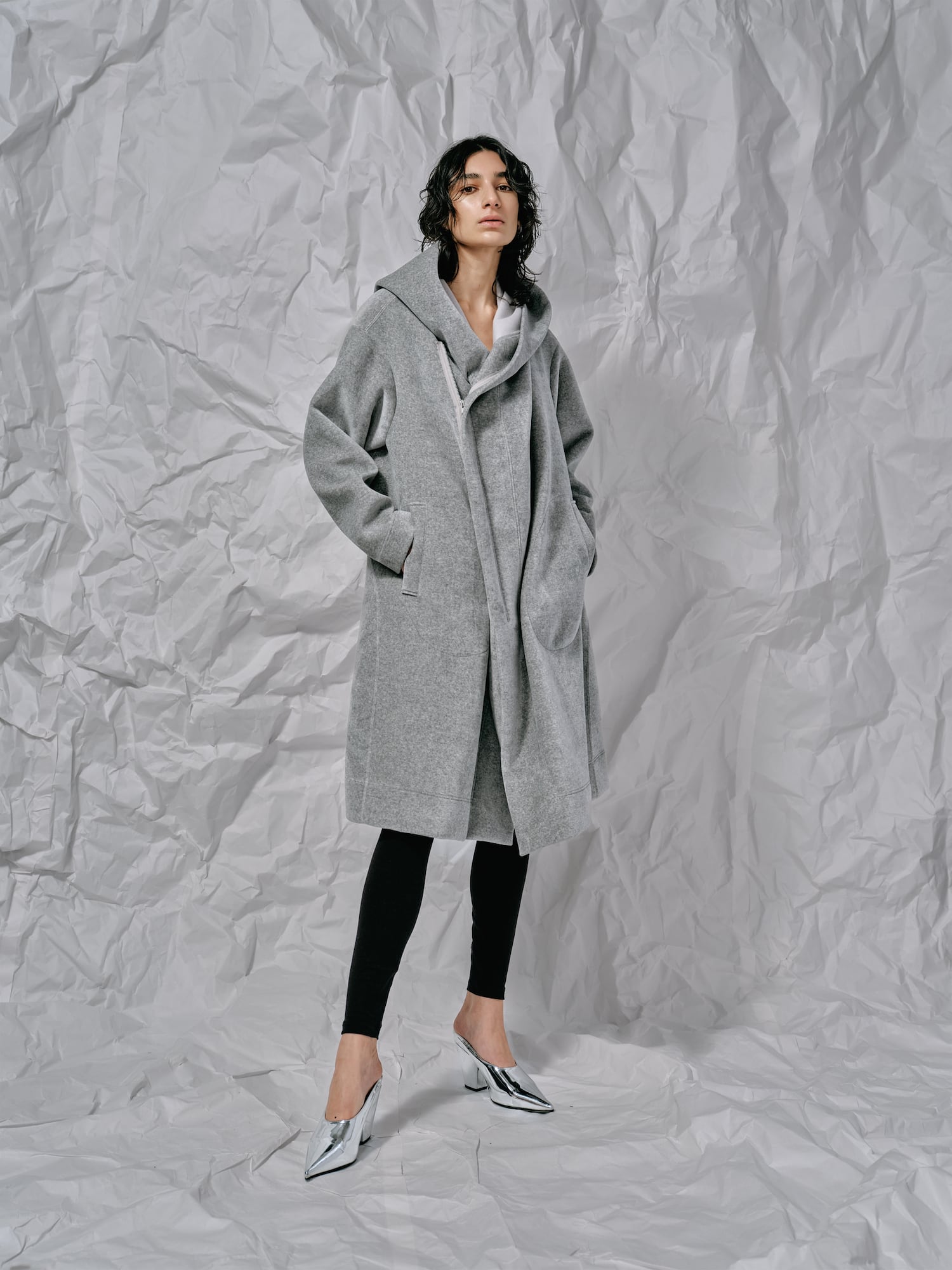 ベロア・ボアティング フーデットコート グレー | J's by a-double