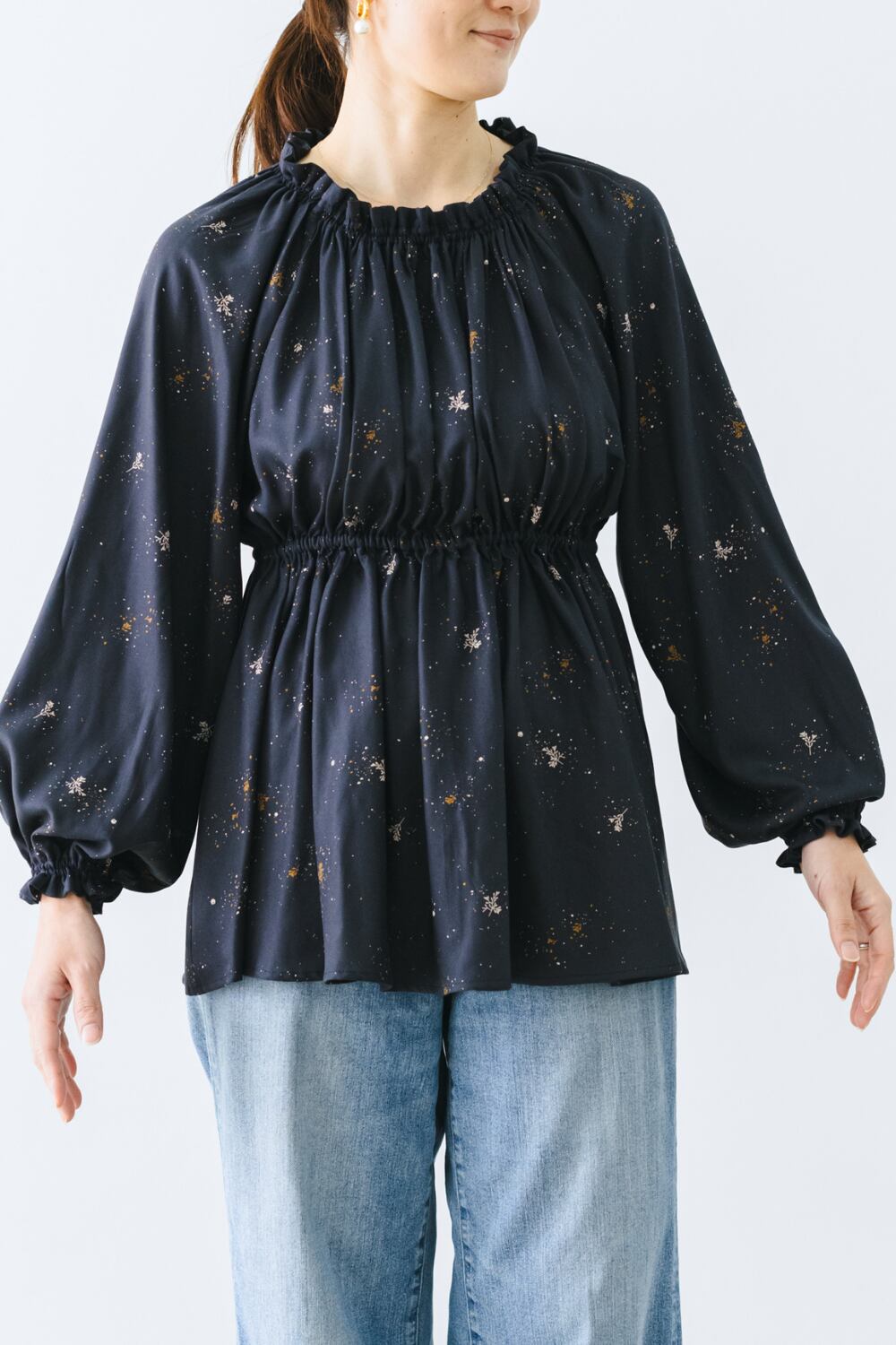 ウエストゴム入り・ラグランブラウス【印刷型紙】