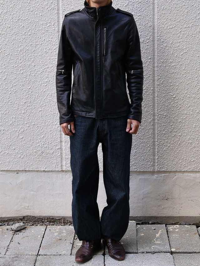 【wjk】zip design leather jacket