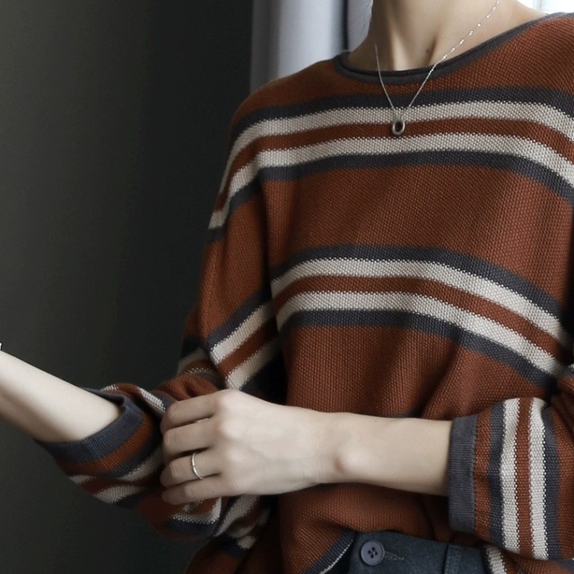 マルチボーダーオーバーサイズカットソー　　1402