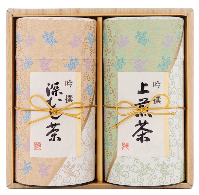 関白缶セット（上煎茶+深蒸茶）各200g入