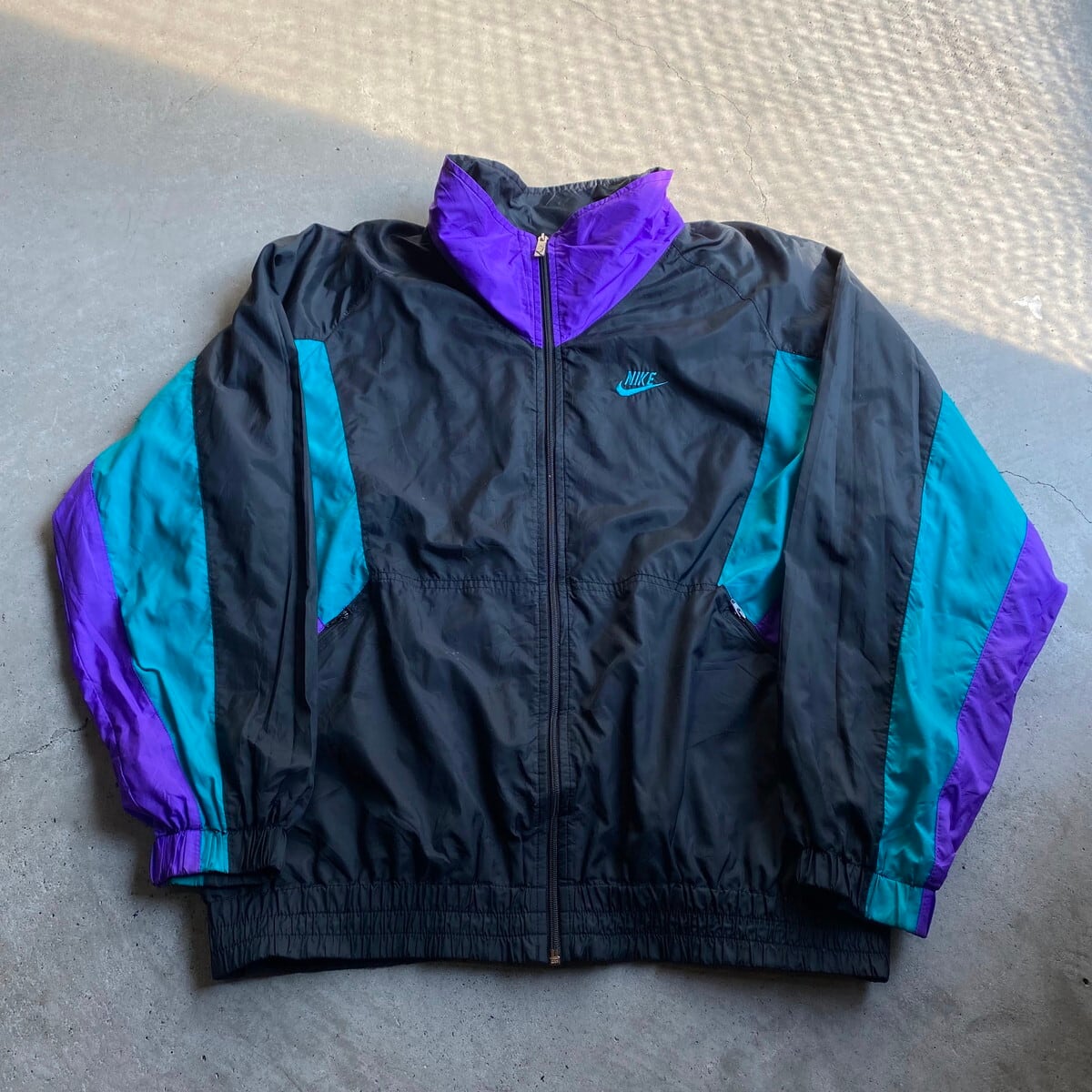 90s NIKE ナイキ 銀タグ クレイジーパターン 切替 ナイロンジャケット