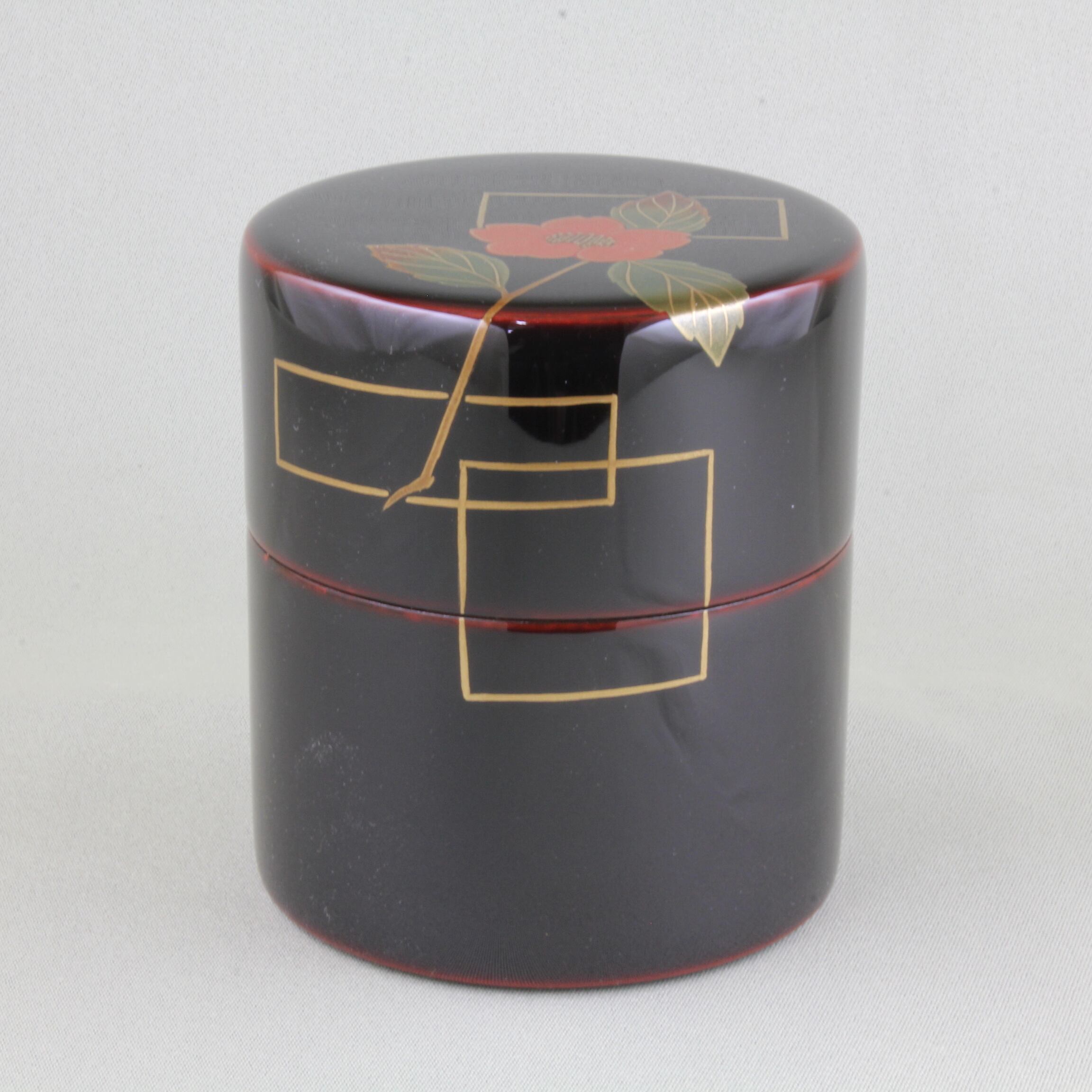 205 輪島塗 茶筒／溜塗／色紙椿蒔絵 | 輪島塗 加藤漆器店 公式