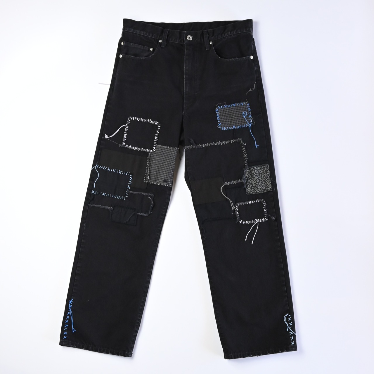 KUON / Sashiko Mended Black Denim Trousers