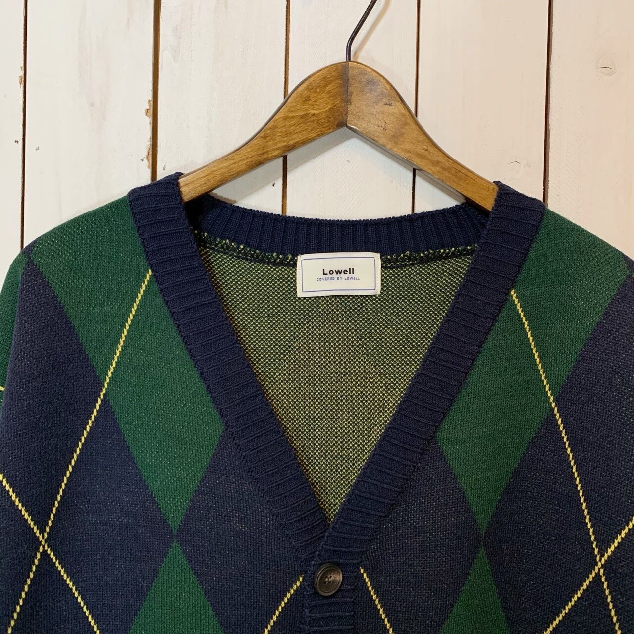 211414-6】 ARGYLE DIAMOND PATTERN KNIT CARDIGAN / アーガイル