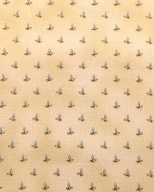 USAヴィンテージコットン 未使用保管品　アンティーク復刻柄 "CLARA BARTON" プチフルール・サンドベージュxブルー wd125