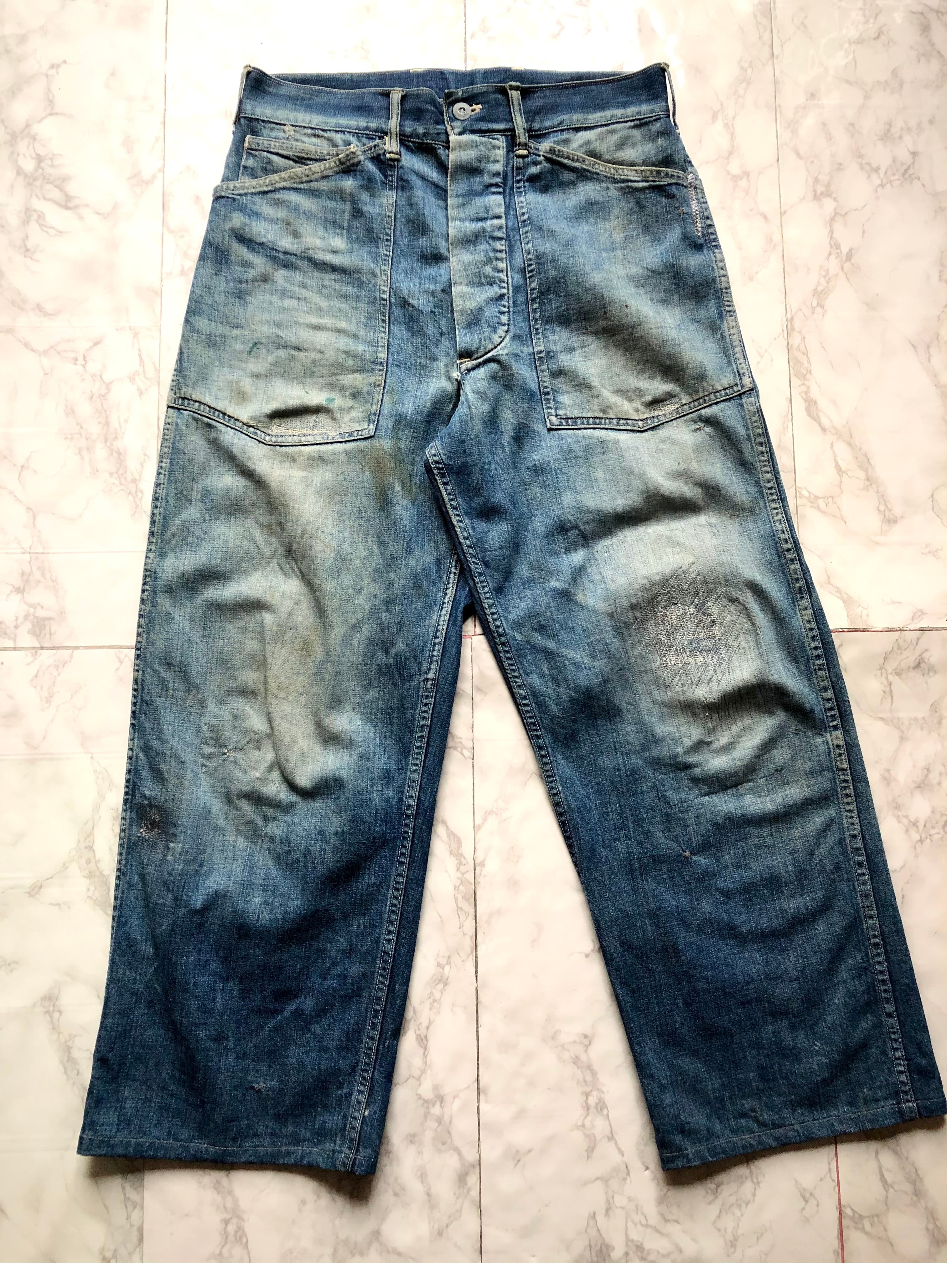 30s M-35 U.S.ARMY DENIM TROUSER ヴィンテージ デニム トラウザー PW 良品 W30相当【A0】