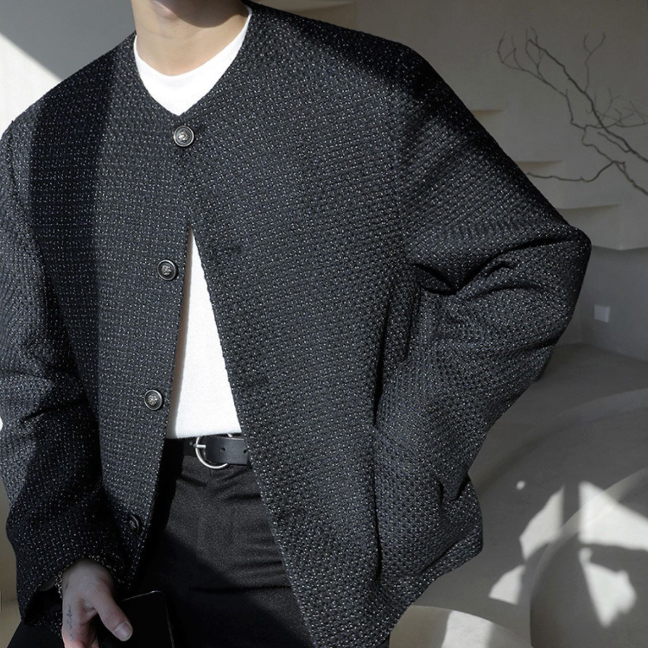 ツイードライクノーカラージャケット　MT0080393