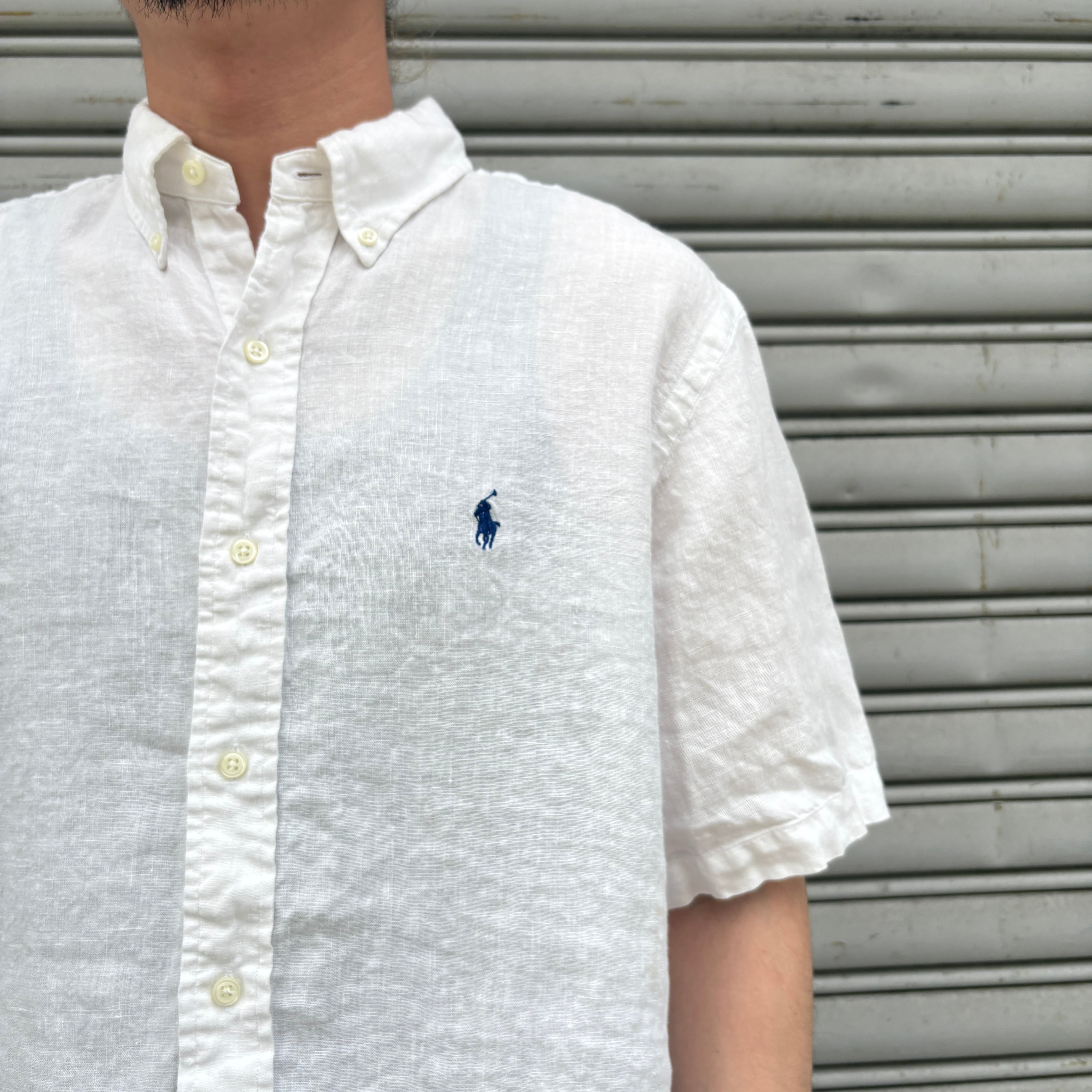 Ralph lauren リネン半袖シャツ 白 M 90s ラルフローレン | 古着屋 Uan