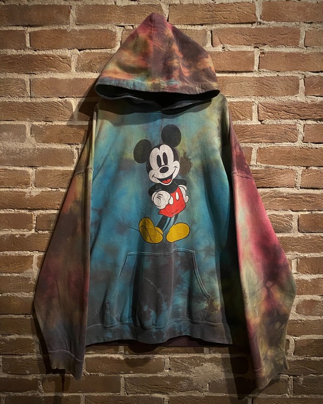 【Caka act3】"Disney" "MICKEY MOUSE" Design Tie-Dye Loose Pullover Hoodie