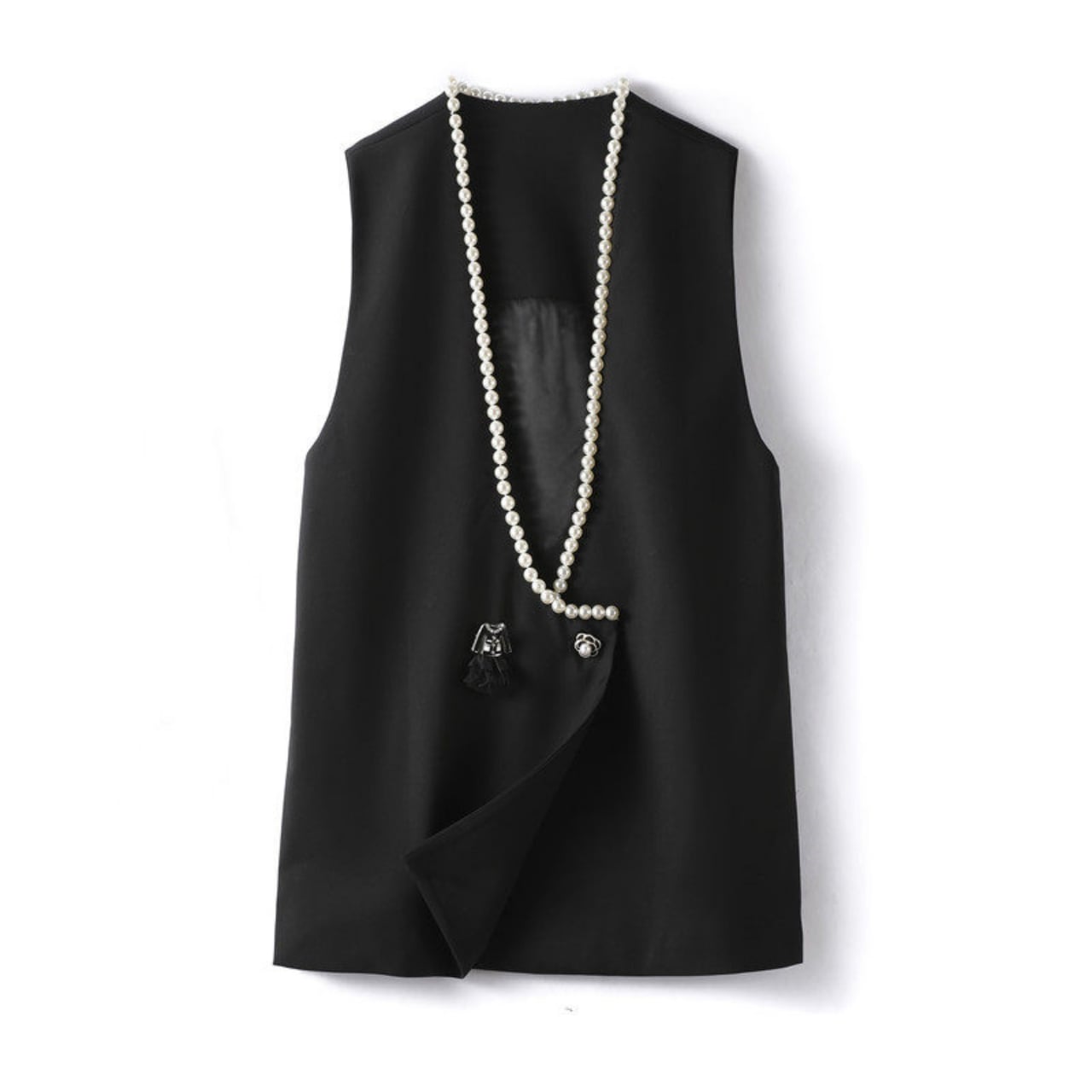 Bead Decoration Mid-Length Vest 01121