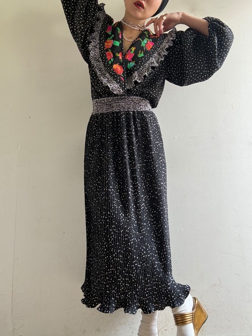 "Archives" 1980s Vintage "Susan Freis" Frilled Dress