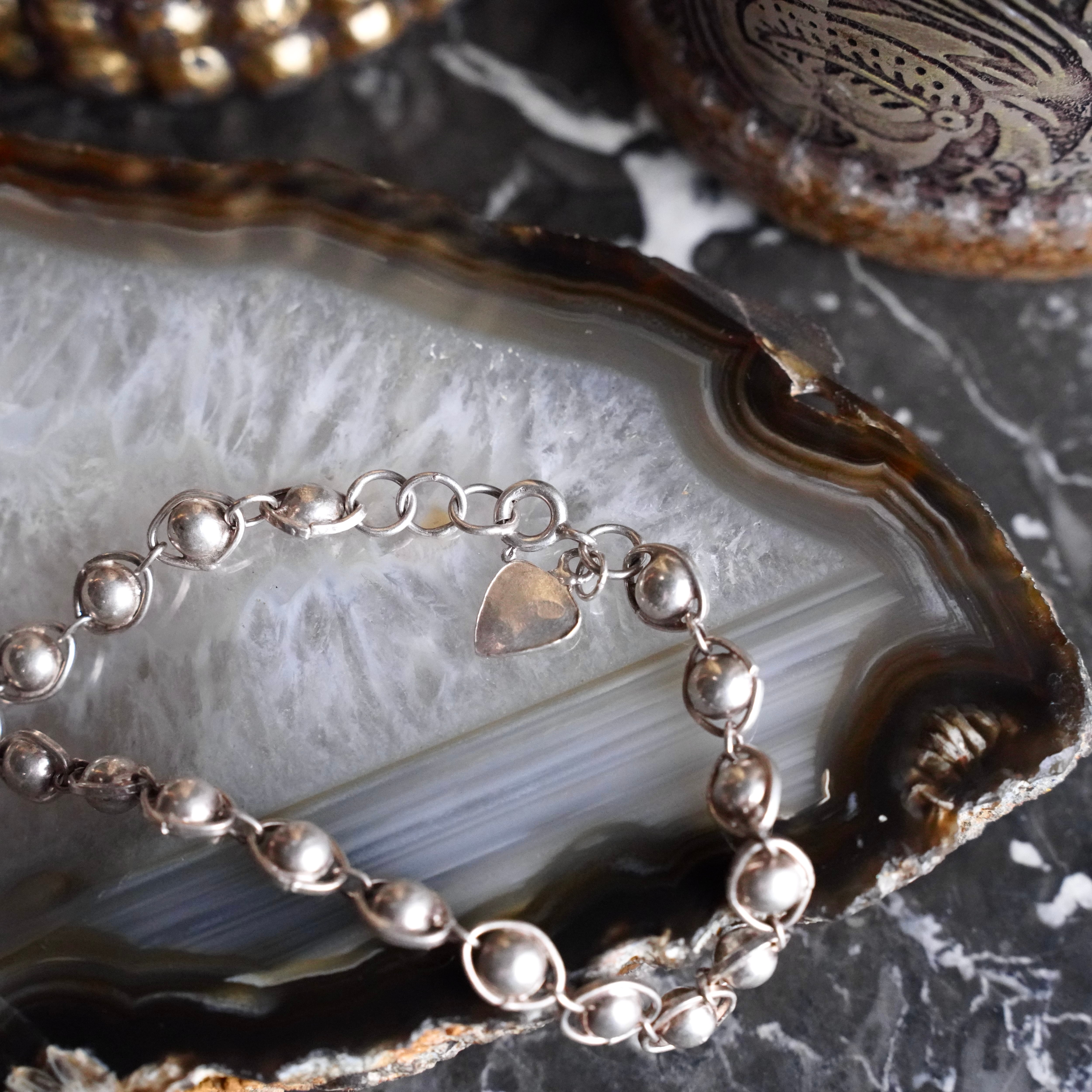希少　ヴィンテージ　ブレスレット　アンティーク　アメリカ　ユーロ　925 USA VINTAGE BALL CHAIN SILVER 925 BRACELET/アメリカ古着ボール