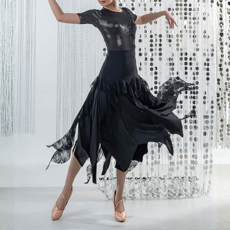 レース フリル イレギュラーヘム ボリューム スカート 1col D00603