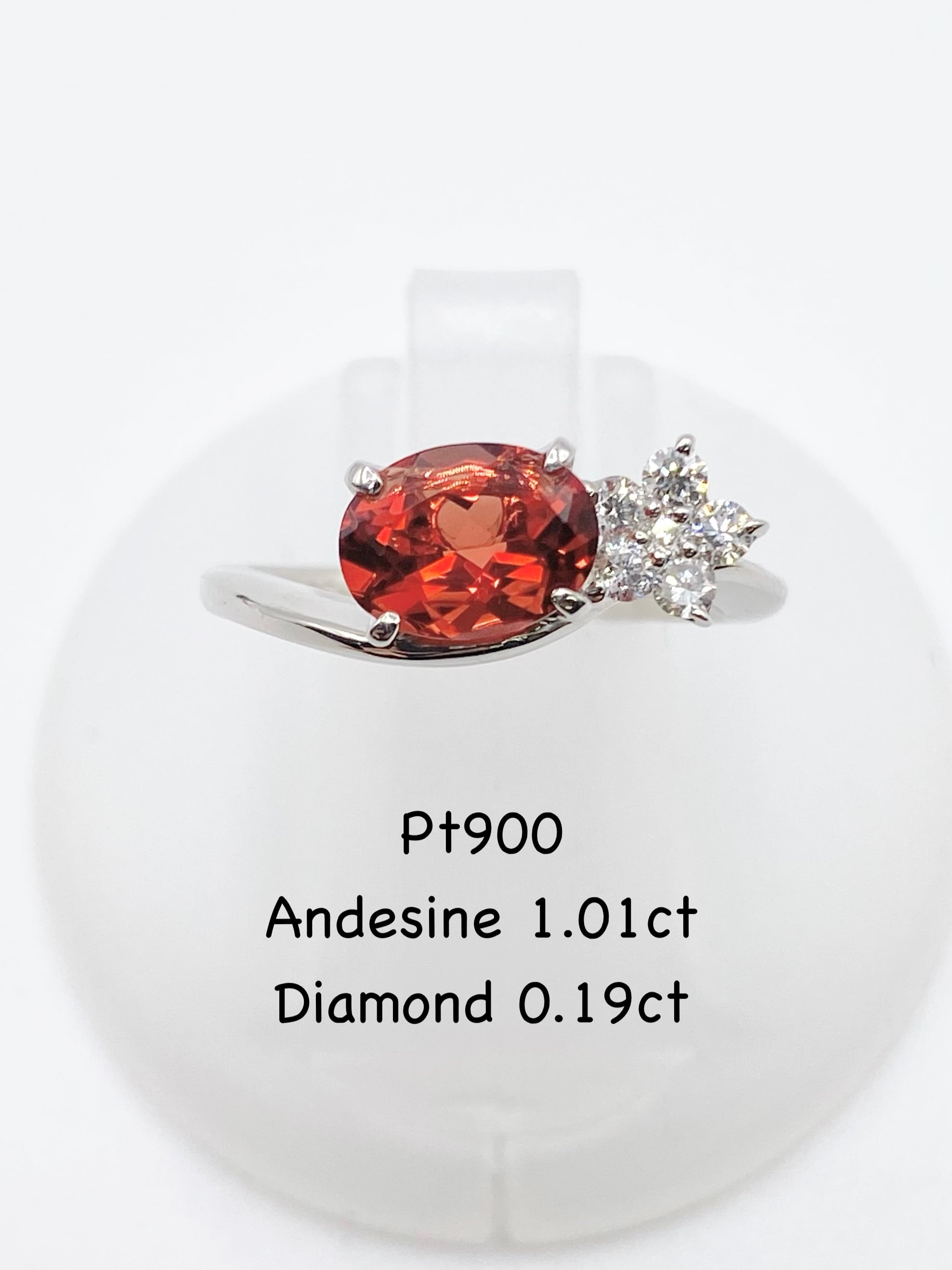 アンデシン 1.01ct / ダイヤモンド 計0.19ct Pt900 リング 11号【リフレッシュメント(新品仕上げ・補修・洗浄等済)】【3日以内返品可(※カード/キャリア決済の場合)】