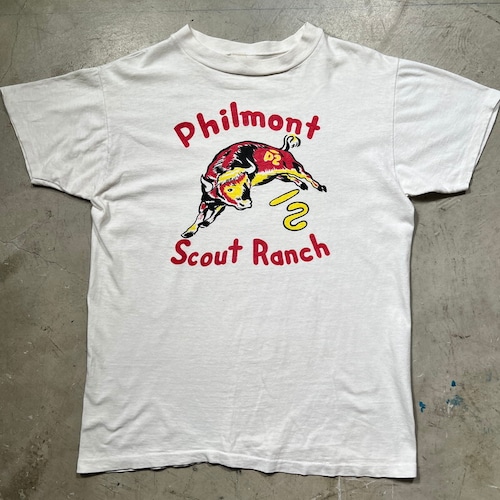 50's 60's Philmont Scout Ranch BSA 染み込みプリントTee ボーイスカウト フィルモントスカウト牧場 ハンドリペア有 美品 メンズS~M相当 希少 ヴィンテージ BA-1870 RM2289H