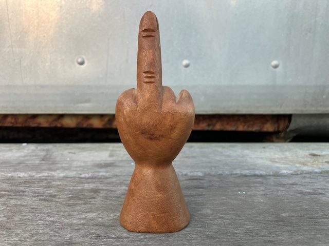 70s WOOD MIDDLE FINGER RING HOLDER
