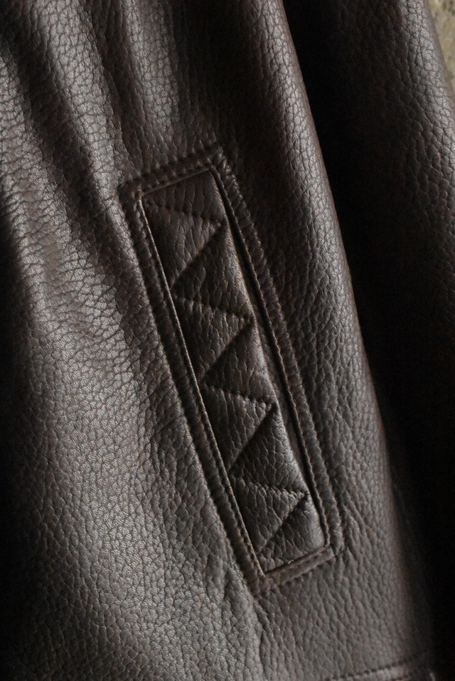 OK／80-90's "Skipper's" lambs skin leather hunting coverall