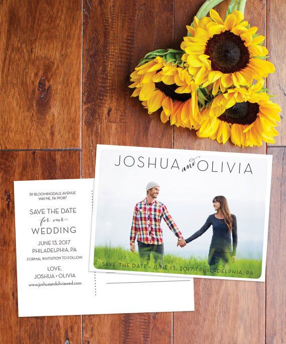 【シンプル】オーダーメイド♥︎海外風セーブザデートカード│SAVE THE DATE CARD ポストカード 結婚式 婚約 ウェディング