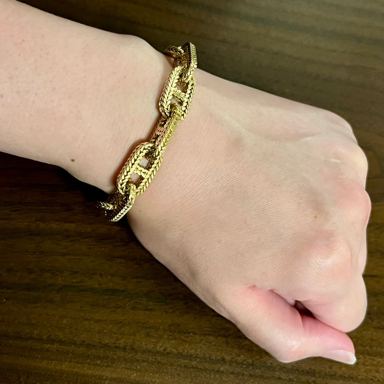 ◇VINATGE HERMES Chaine d'Ancre Tressée Bracelet TGM 11