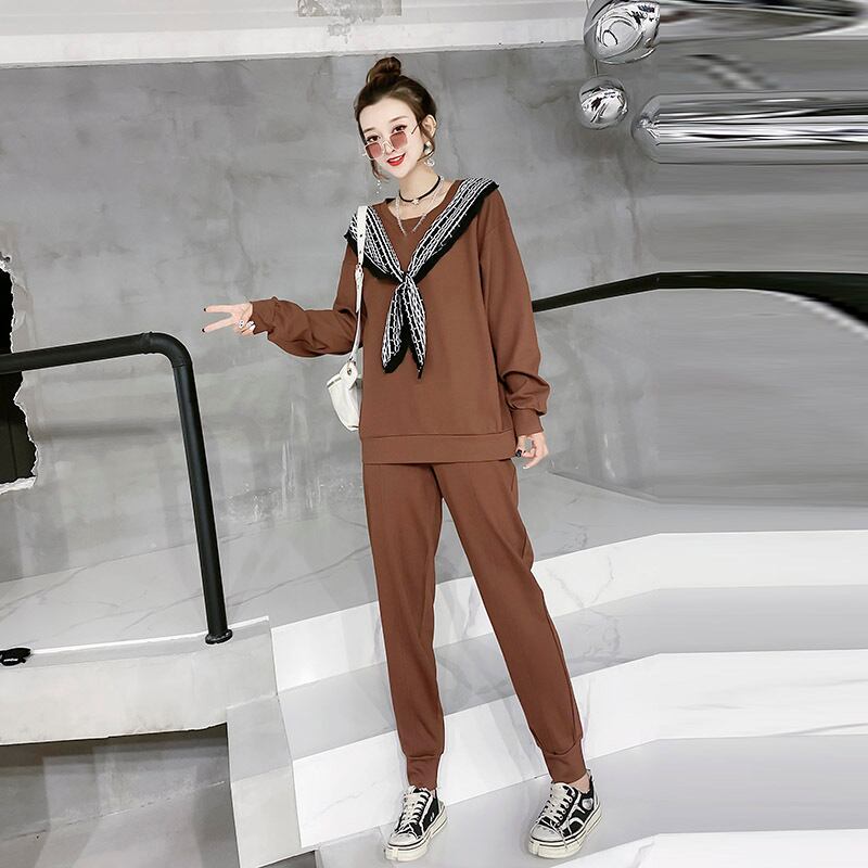 プラスサイズの婦人服2020年秋の新しい洋服、年齢削減と痩身スーツ、太った姉妹、肉のツーピーススーツのバージョン ミックスインファッション19905640088