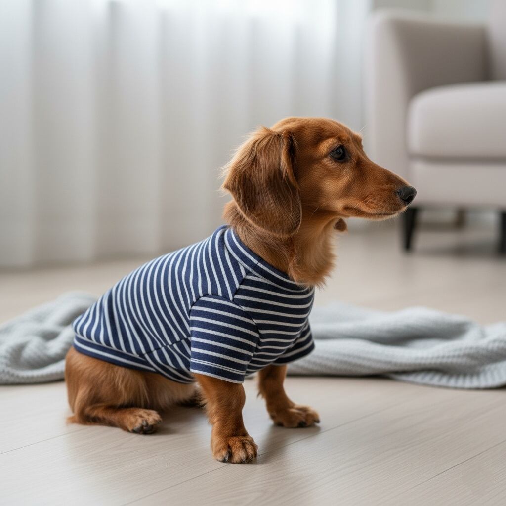♥︎︎sakusaku様♥︎︎ ハンドメイド 犬服 フラワーストライプ レースワンピース 犬服*レース切り替えフラワーワンピ//ブルー×ホワイト | ももさく