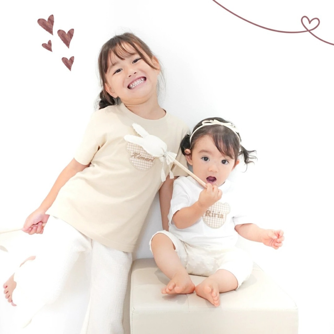 ギンガムチェック ベア Tシャツ 単品 キッズ 大人 名入れ刺繍 名前入り 名入れ無料 1歳誕生日 出産祝いギフト お誕生日 1歳 男の子 女の子 内祝い ギフト プレゼント 誕生日祝い かわいい 夏 半袖 お揃い おそろい 親子 パパ ママ ファミリーフォト ペアルック リンクコーデ
