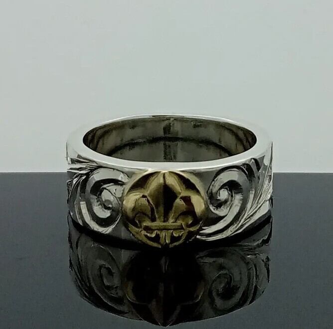 coco様 【2mm／12号／S925 18YG加工】 K18付ユリリング※受注生産（トロピカルデザインシルバー） | ココナッツ