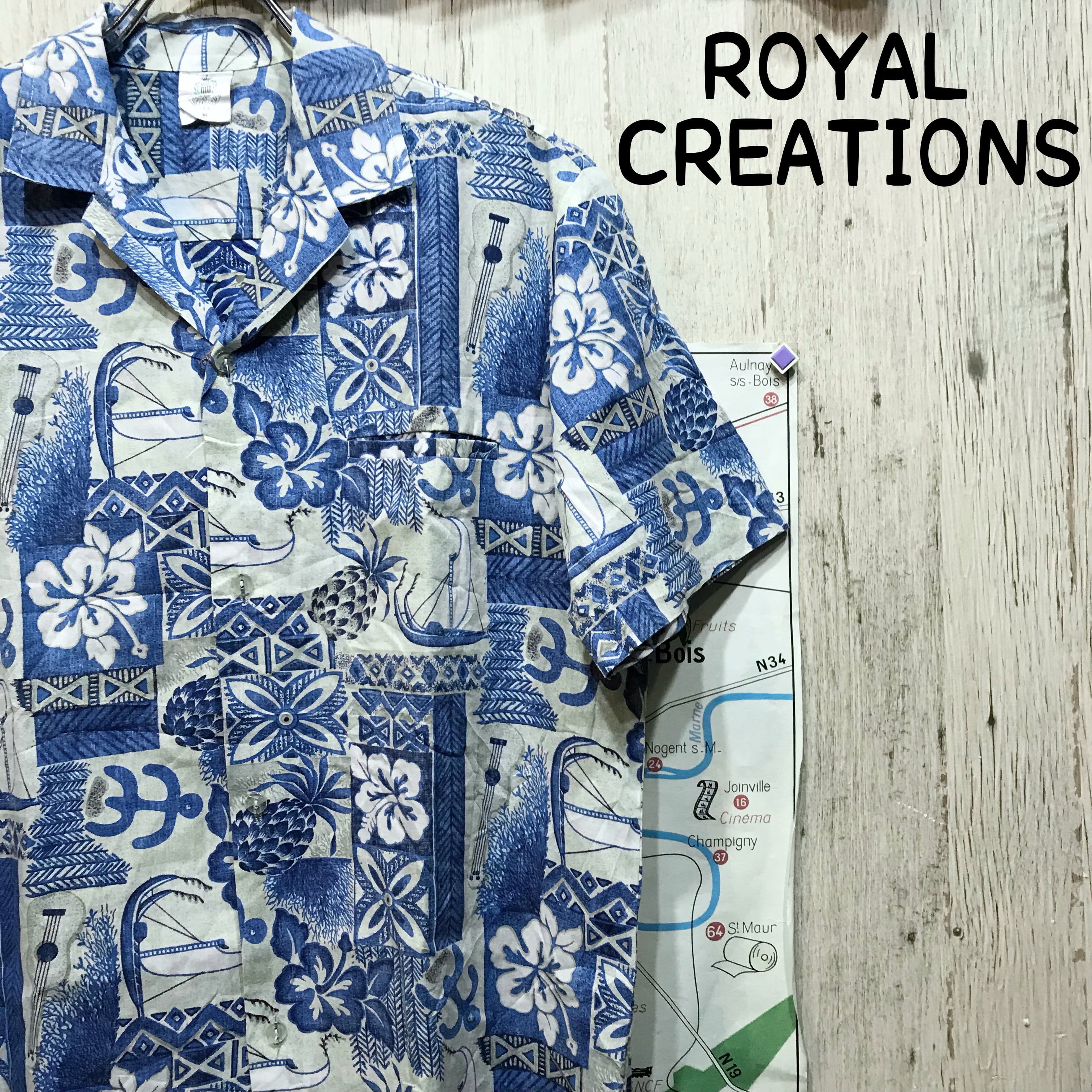 ROYAL CREATIONS ロイヤルクリエーションズ アロハシャツ M 古着 (992)