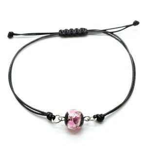 【人気】Sea drop 光る ホタルガラス 10mm ブレスレット 蓄光 レディース メンズ 丸紐ワックスコード アクセサリー とんぼ玉 フリーサイズ