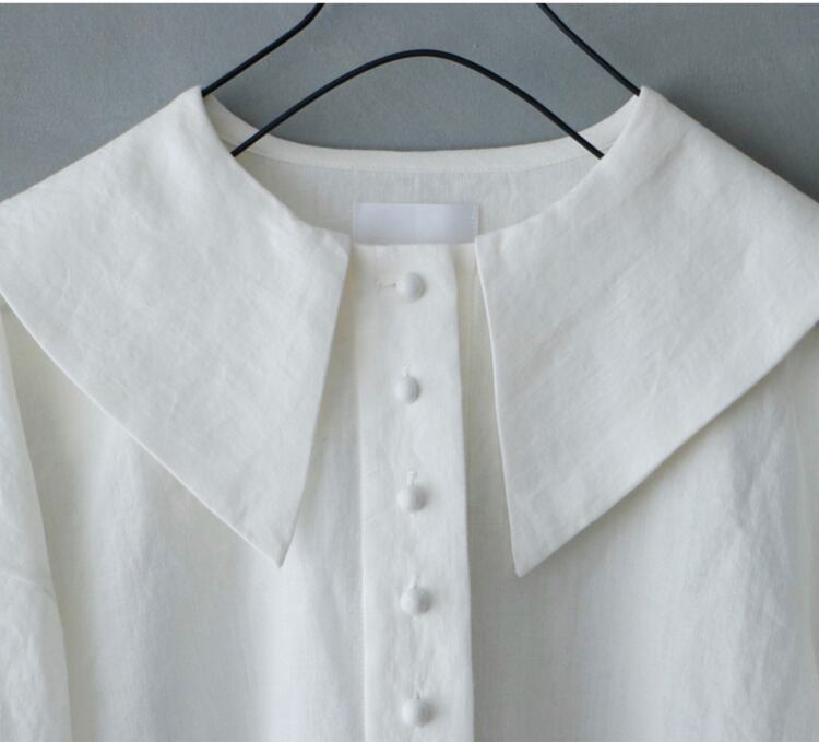 MAGALI/ ベルギーリネンクラシックブラウス off white MAGALI マガリ ベルギーリネン・アンティーク・ブラウス