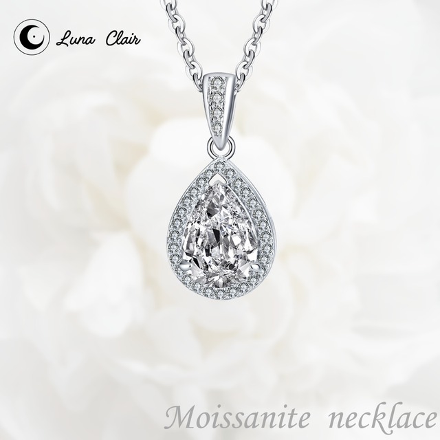 モアサナイトネックレス-ティアドロップカット｜シルバー925