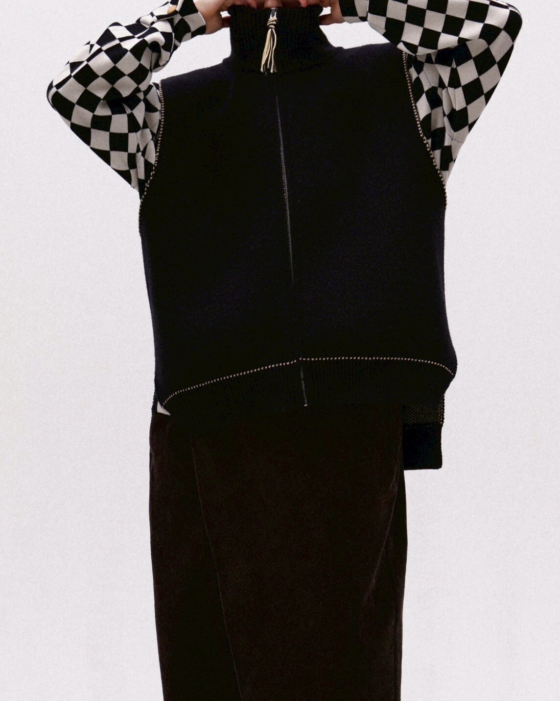 ラスト1点 | Fringe knit Vest - Orange | AMBERGLEAM