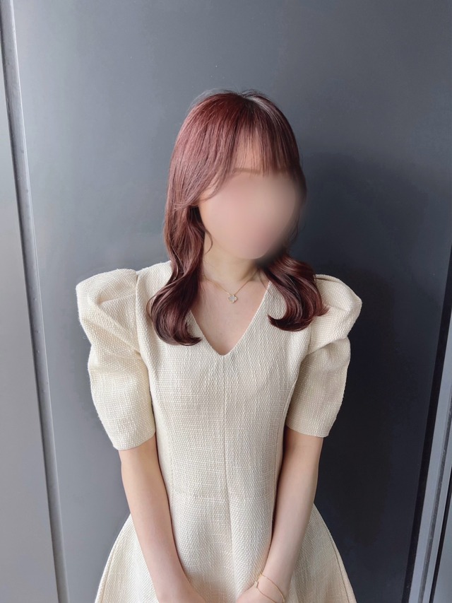 【muu fillé】power shoulder tweed one piece