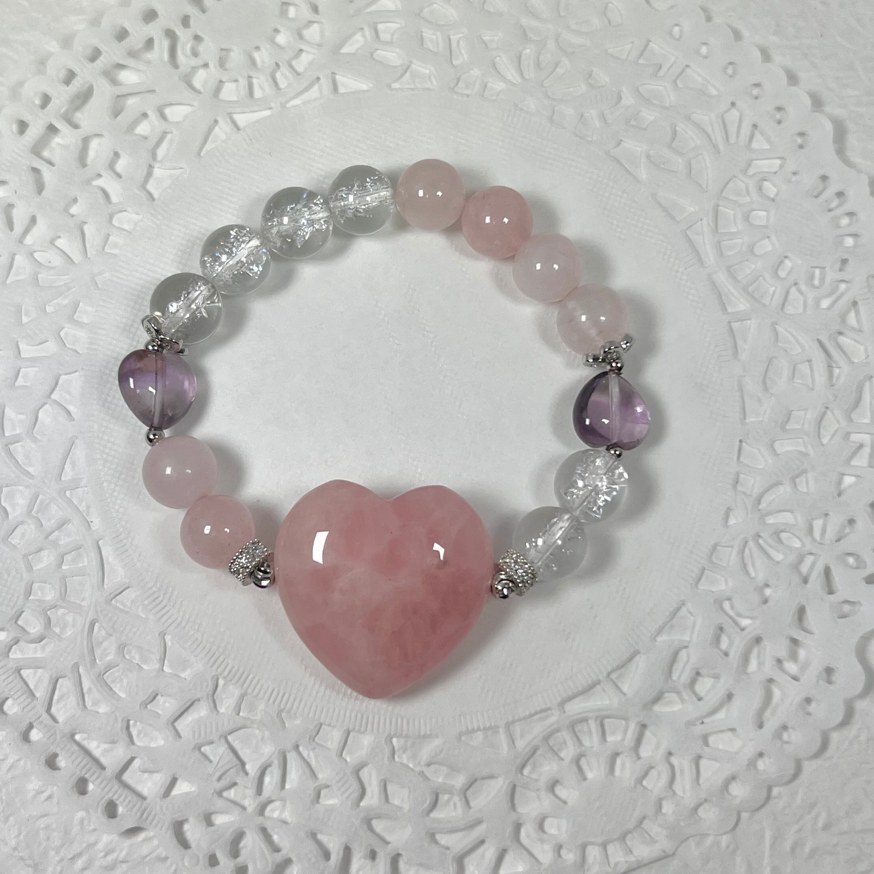 ローズクォーツ ハート ブレスレット❤︎】❤︎送料無料❤︎天然石