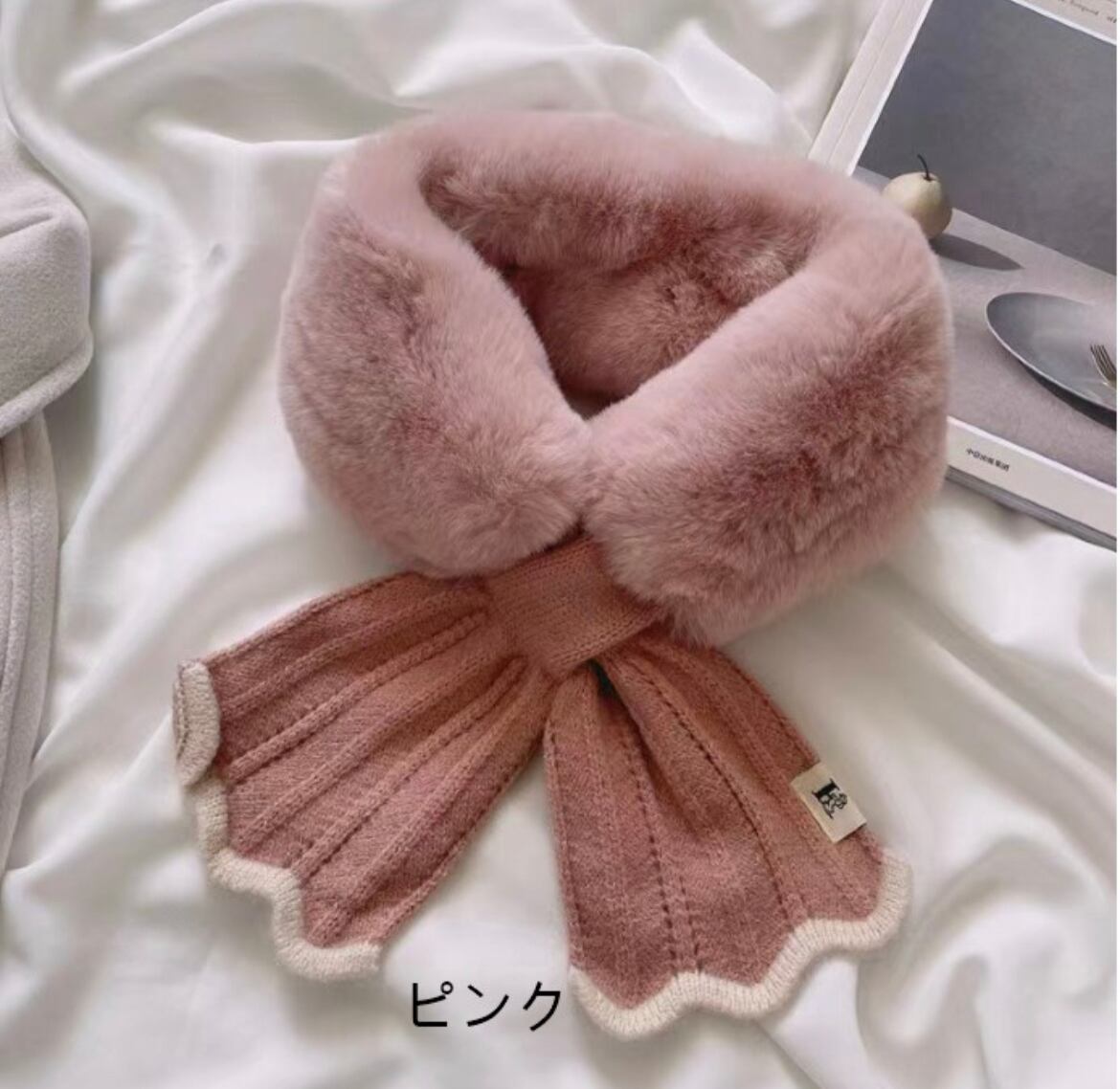 ♡No.211♡フリースマフラー♡ピンク♡おまけリボン♡ハンドメイド