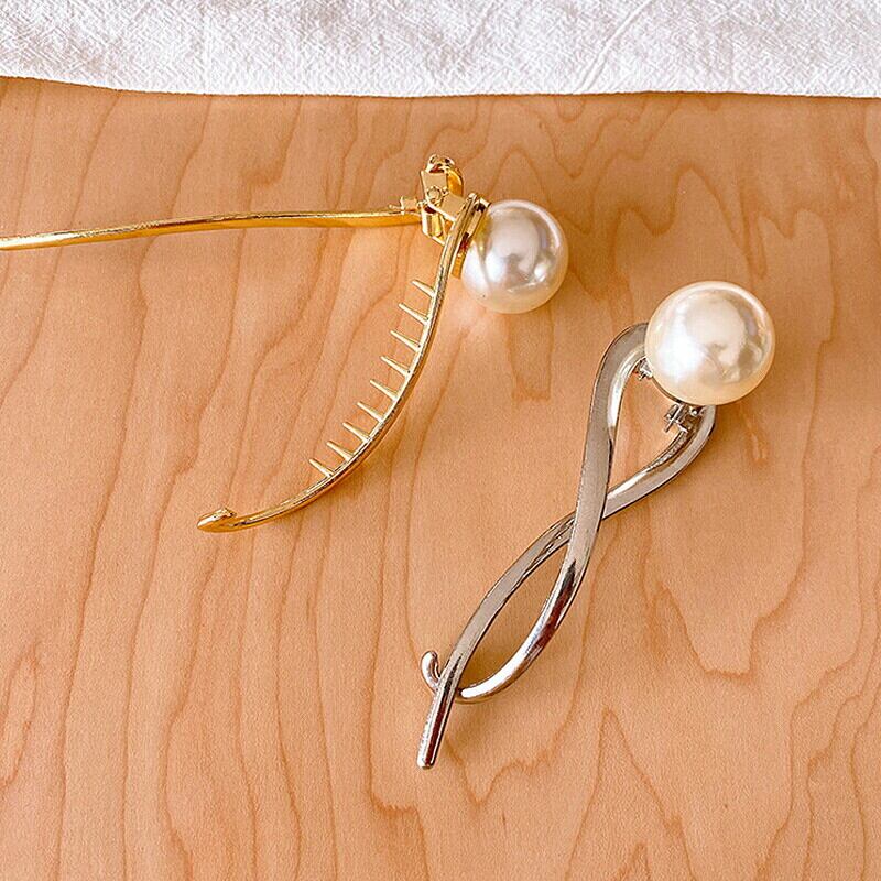 【SELECT】ヘアクリップ 1粒ビッグパールヘアクリップ バナナクリップ ヘアアクセサリー パール フェイクパール 浴衣