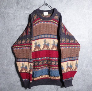 Leaf & tree motif cable design knit