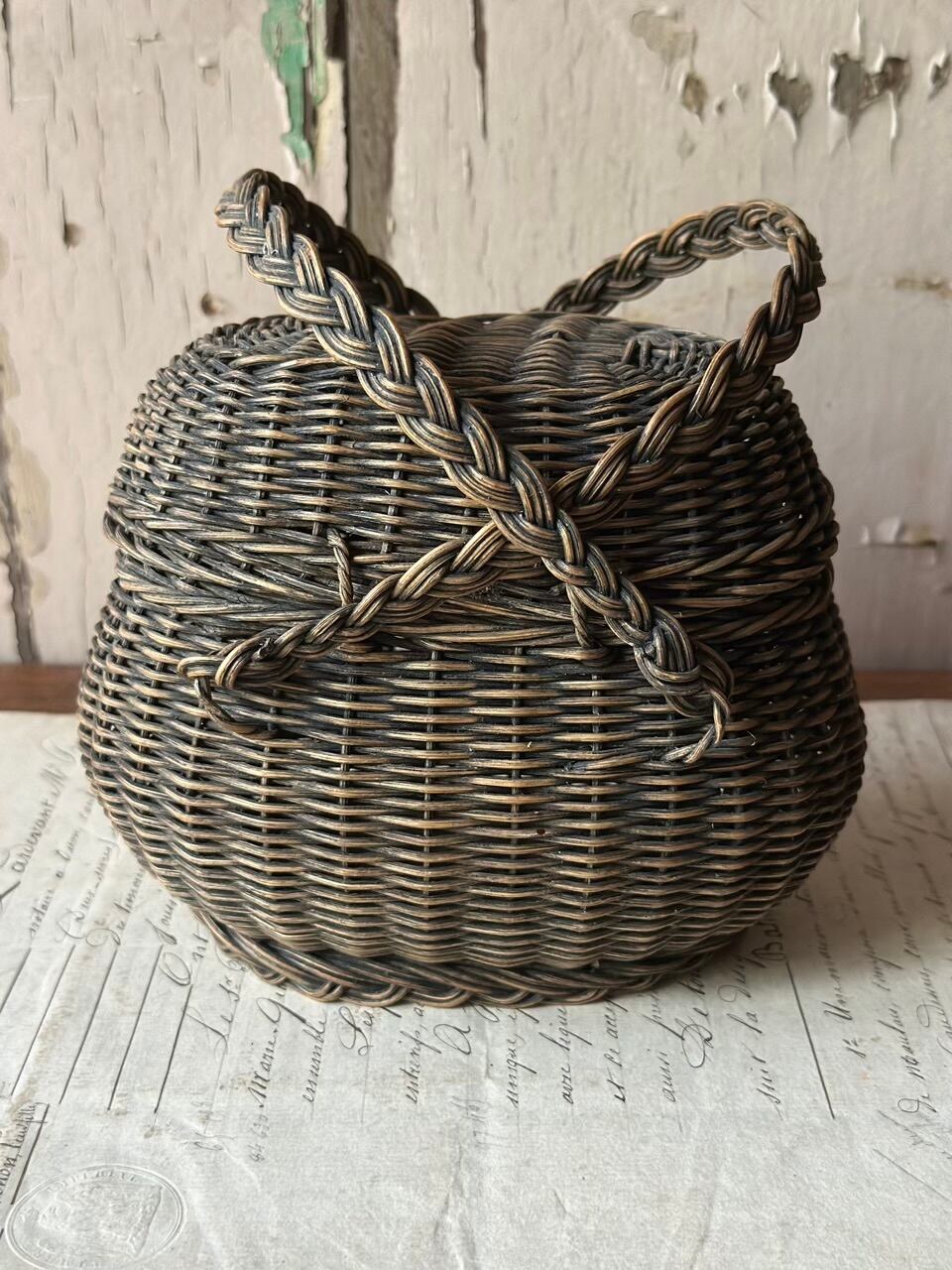 ドールパニエ 小さなバスケット 黒×茶 | Brocante de La Cocotte