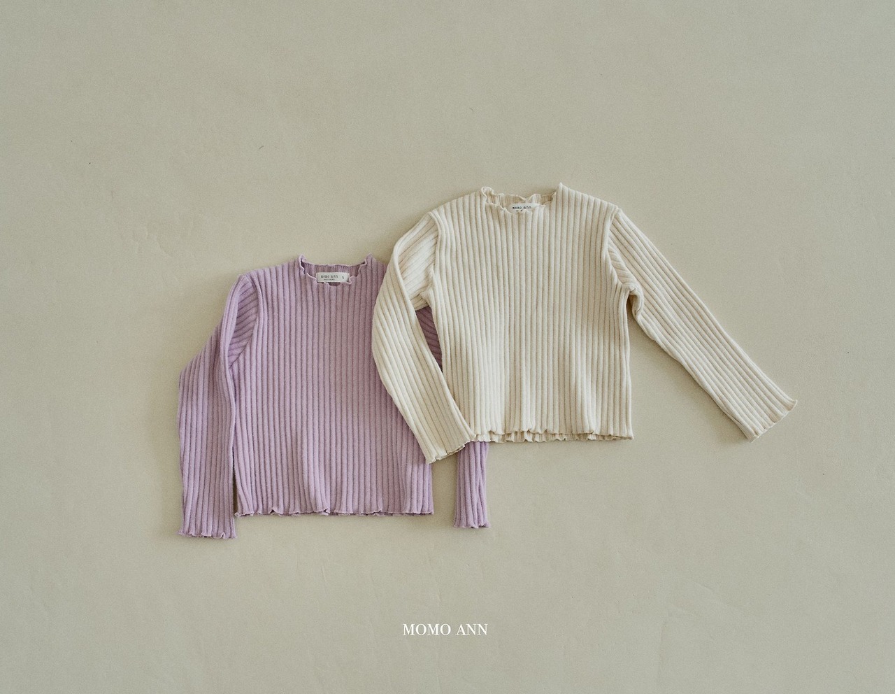 韓国子供服 / 26winter / momoann / ぽかぽか リブ Tシャツ / キッズ / 冬服 *5~15*