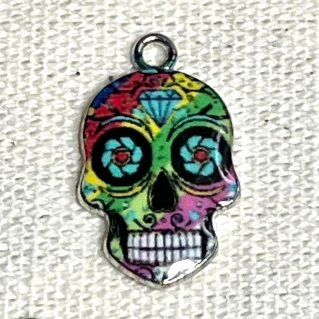 エナメルスカルヘッドシルバーベースチャーム/ドクロ