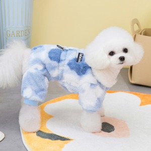 【PET】2色展開裏起毛カラー絞り染めデザインイラスト&英字ロゴ入り防寒効果抜群ロンパース