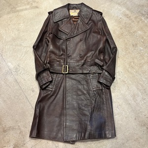 AQUSCUTUM LEATHER COAT BROWN ENGLAND OLD MODEL